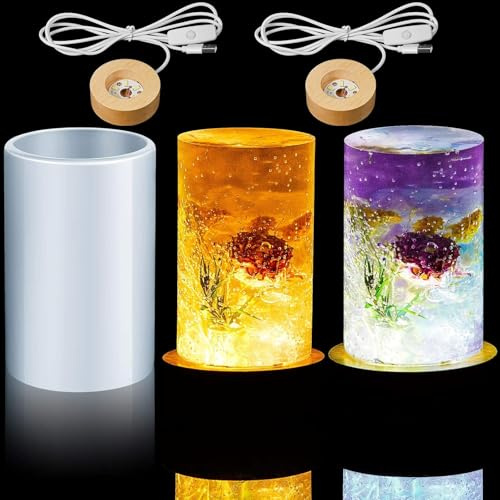 joonnair Gör-det-själv rund silikonform med trä LED-ljusslinga, gör-det-själv rolig liten skrivbord, LED-lampa, epoxihartsformer, för gör-det-själv-konst, ljus, tvåltillverkning, semester och