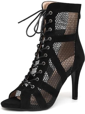 YCALCP Latin Dansstövlar Kvinnor Öppna Toe Tango Performance Dansskor Salsa High Heel, Modell 789RM