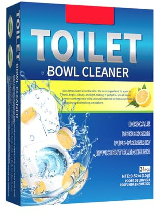 LuLiyLdJ Pastiglie Anticalcare WC 24 Pezzi, Detergente Effervescente per Cassetta WC e Tazza, Pastiglie Pulizia WC con Bicarbonato, Rimuove Calcare Incrostazioni Macchie e Odori, Azione Rapida