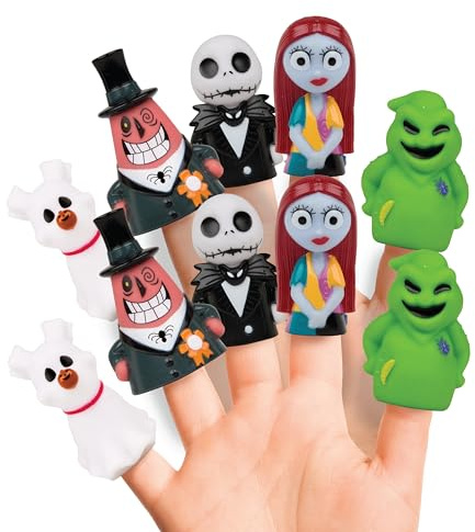 Disney Nightmare Before Christmas 10 Piece Finger Puppet Set - Educational Play, Party Favors, Bath and Pool Toys, Beach Fun, Playtime Activities