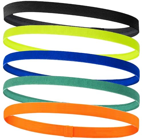 5 Pièces Bandeau Cheveux Homme Sport, 5 Couleurs Bandeau Sport Homme | Antidérapantes de Cheveux pour Femmes et Hommes, pour Exercice, Yoga, Football, Jogging