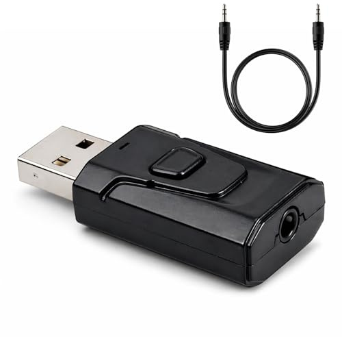 YFYWINSH - Adaptador Bluetooth USB 5.4 4 en 1 (transmisor y receptor), audio estéreo inalámbrico, receptor Bluetooth Jack para TV, PC, coche, altavoz, auriculares, manos libres, baja latencia