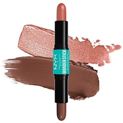 NYX Professional Makeup Highlighter & Konturenstift, Konturenstift mit zwei Enden, Formt und hellt auf, Verblendbar & Vegan, Wonder Stick, Light Medium