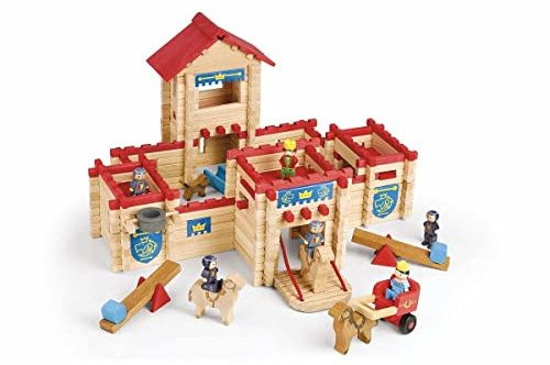 Jeujura - Le Château Fort - 300 Pièces - Jeux de Construction dans sa valise en carton - Agilité - Créativité - Manipulation - Fabriqué en France - A partir de 5 ans - 8026