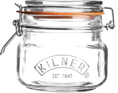4 x Kilner Clip Top Glass Storage Jar - Square 0.5 Litre