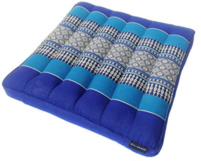 Collumino Traditional Thai Kapok Seat Cushion Size 40 x 40cm for Yoga or Relaxation (Light Blue, Dark Blue)
