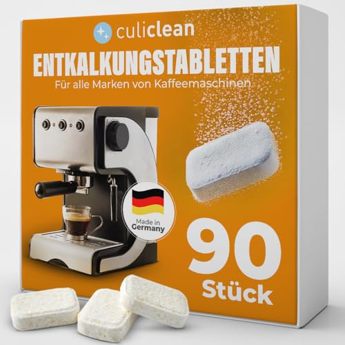 culiclean 90 Entkalkungstabletten Entkalkertabs Entkalker für Kaffeevollautomaten kompatibel mit Jura, Siemens, Nespresso, Tassimo, Miele, Bosch, Dolce Gusto, Sage Kaffeevollautomat