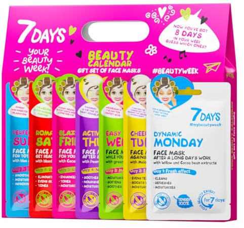 Kit di 8 Maschere per il Viso Cura della Pelle per Una Settimana Tutti i Tipi di Pelle Idratazione Antirughe Antiacne Regalo per Lei | 7DAYS