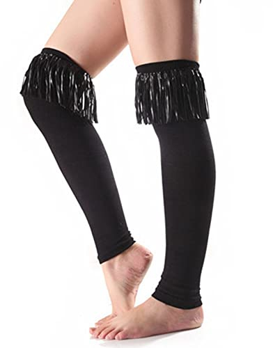 NC 1 Paar Damen Mädchen Stulpen Baumwolle Strick Stulpen Spitze mit Fransen Über dem Knie Winter Lange Stulpen Stiefelstulpen Socken für Damen