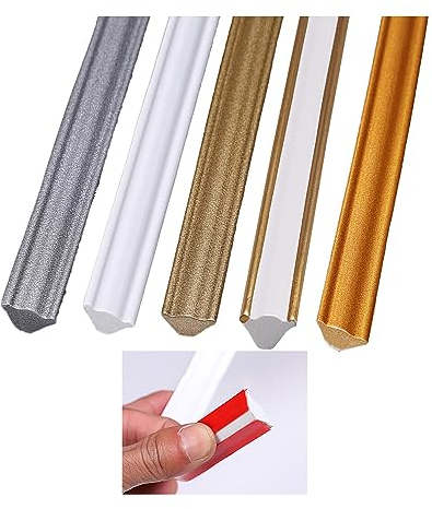 Stuckleisten Decke, Zierleisten Selbstklebend, Deckenleisten Selbstklebend, Wandabschlussleiste Küche, Deckenleisten Styropor, Wandleisten, Deckenleiste, Styroporleisten Decke (Silber 5M 19mm*13mm)