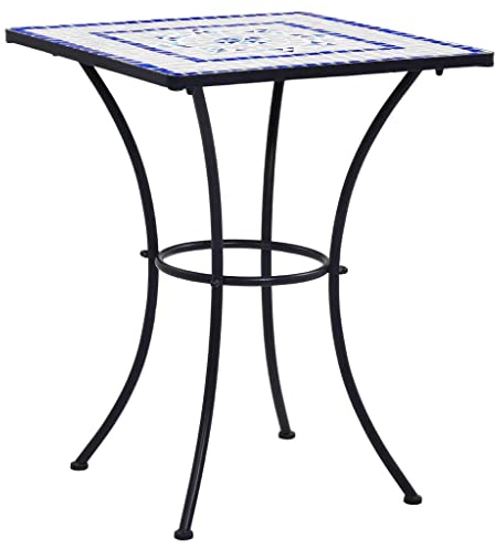 Annlera Tavolino da Bistrot con Mosaico Blu e Bianco 60 cm in Ceramica Tavolo Da Giardino Tavolino Da Caffè Tavoli Da Giardino Tavolino Balcone Tavolini Da Esterni Per Uso Esterno Aspetto Moderno