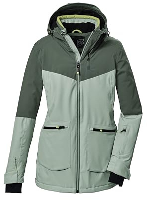 killtec Mujer Chaqueta de esquí/chaqueta funcional con capucha, protección contra la nieve y ventilación en las axilas KSW 40 WMN SKI JCKT, hell stahlmint, 46, 41973-000