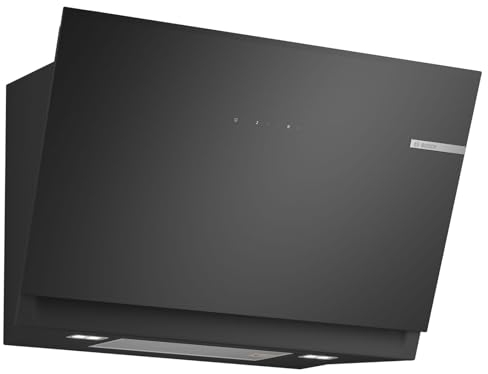 Bosch DWJ67FN60, Serie 4 Smarte Dunstabzugshaube, 60 cm breit, Wandesse Made in Germany, Umluft, EcoSilence Drive leiser und effizienter Motor, Übers Kochfeld steuerbar, Klarglas Schwarz