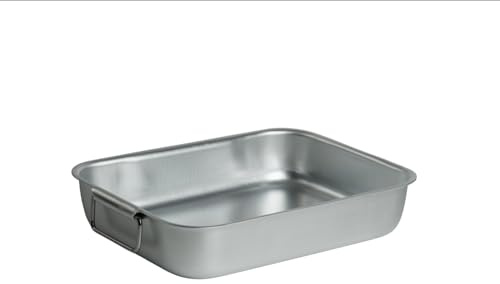 PARDINI - Bandeja de horno rectangular de aluminio, 2 asas articuladas de acero inoxidable, para asar, lasaña, altura 8 cm. Línea profesional