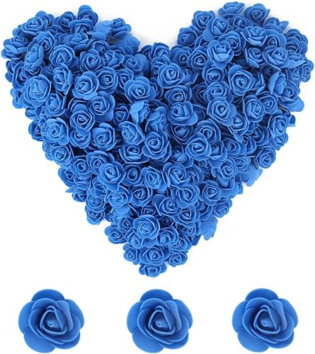 144 stycken konstblommor för pyssel, små konstgjorda blommor, mini falska rosor blommor för bröllop brud hårklämmor pannband dekoration tillbehör tillverkning gör-det-själv, 2,5 cm blomhuvuden