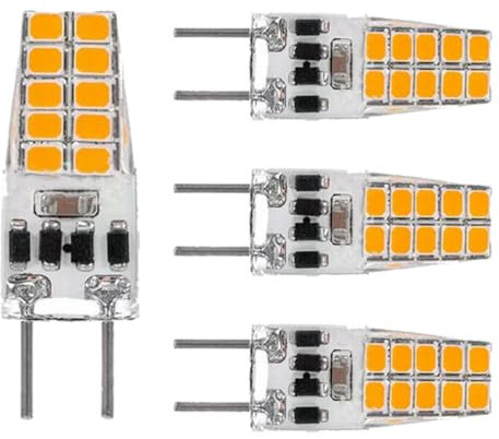 G6.35 Lampadina LED 4W T3 JC Tipo Bi-Pin G6.35 Base Lampadina Alogena Dimmerabile AC/DC 12V-24V Bianco Freddo 6000K Lampadine 4PCS Bianco Caldo