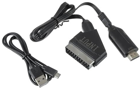 HUAREW Scart zu HDMI Adapter mit HDMI-Kabel, Scart zu HDMI Konverter, HD 720P/1080P HD Audio Konverter, Geeignet für Fernseher, Projektoren, DVD, PS4, Set-Top-Boxen