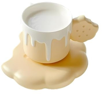 Kreativ kaffekopp med kaka och fat, Keramikkopp, Söt frukostmjölkkopp, Mugg för kaffe, te, mjölk 250 ml