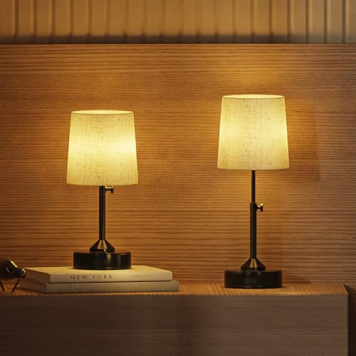 FANSANMY Lampada da Comodino Touch Dimmerabile, Lampada da Tavolo Ricaricabile Senza Fili con 3 Temperature di Colore e Altezza Regolabile, per Camera da Letto, Soggiorno, Ufficio