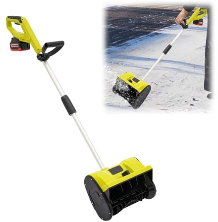 HUOMMGS Quitanieves eléctrico con batería, 8 m de distancia de lanzamiento y 16 cm de altura de tracción, barredora con 33 cm de ancho, 1200 W, barredora de carretera, barredora profesional para nieve