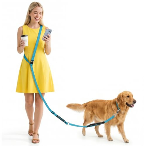 X XBEN Hundkoppel Handfri, Multifunktionell Löpning Hundkoppel | Handsfree, med gummi + stötskydd, multifunktionell, justerbar (0,8–2,35 m), för stora och medelstora hundar