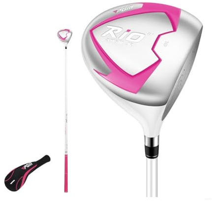 Loft de 18 grados para diestros para niños # 1, palo de golf de madera con cubierta para la cabeza, para niños y niñas, jóvenes, entrenamiento de práctica de golf para principiantes (edad 9-12, rosa