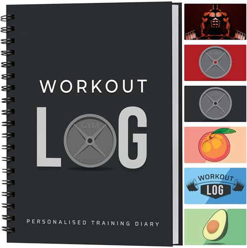 Workout Planner for Daily Fitness Tracking & Goals Setting - A5 Size, 6” x 8”, Charcoal Grey - Improved Thicker Cover - Men & Women Personal Home & Gym Training Diary - by Workout Log Gym