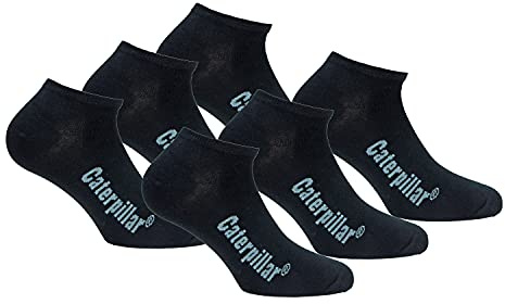 Caterpillar 6 pares de calcetines Sneaker para hombre en algodón suave (negro, 43-46)