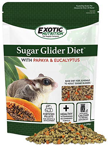 Sugar Glider Diet with Papaya and Eucalyptus (2 lb) - High Protein All Natural Healthy Sugar Glider Food - Nutritionally Complete Staple Diet