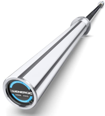 E.T.ENERGIC 7ft Olympic Barbell Bar 45LB Load 1500lbs Capacity Available, for Gym Home Exercises, Weightlifting, Powerlifting for 2 Olympic Plates