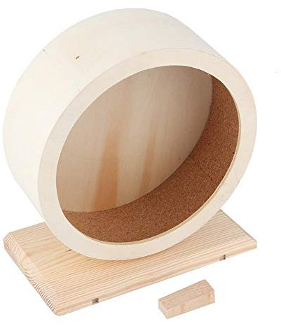 Hamster Laufrad Silent Holzhalterung Haustier Heimtrainer Spielzeug für Igel Chinchilla Kleintier (S/M)(S)
