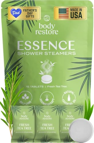 Body Restore Bath Bombs Aromatherapy 15 Pack – Birthday Gifts for Women, Men, Easter Basket Stuffers, Stress Relief, Relaxation, Self Care – Tea Tree Shower Steamers