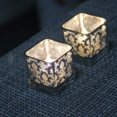 Uonlytech Coppa Porta Votiva Votive Bicchiere Home Decor Portacandele in Mosaico Portacandele in Per Natale Porta Tealight in Candelabri Banchetto Quadrato Da Tè