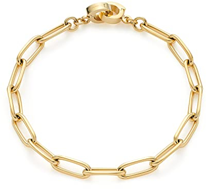 JEWELS BY LEONARDO Armband Clip & Mix Estrella • Arm-Kette aus goldfarbenem Edelstahl • aus ovalen Ketten-Gliedern im Chunky-Look • 19 cm Länge • Geschenk Damen Schmuck • 021615