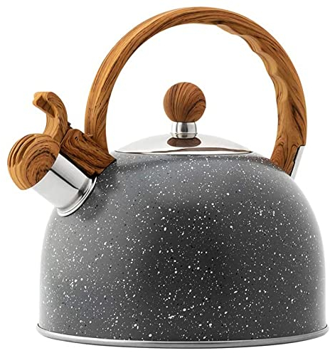 Webao Bollitore a Fischio in Acciaio Inossidabile per Piani Cottura Bollitore per Tè con Impugnatura Ergonomica, Tutto il Fuoco così Induzione, Grande Capacità da 2,5l, Grigio Stella