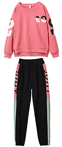 amropi Filles Jogging Survêtement Ensembles Pantalon et Sweats Haut 2 Pièce Vêtement pour 3-14 Ans