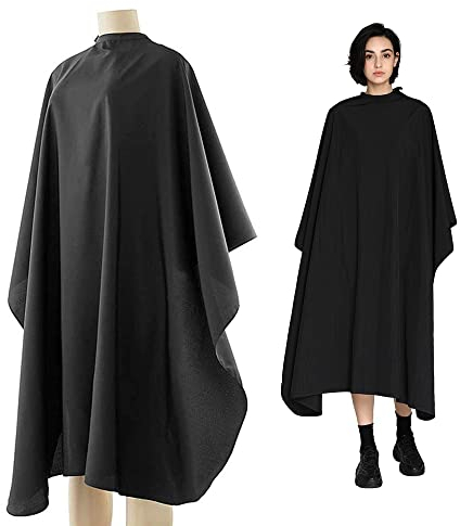 Olisang Wasserabweisend Friseurumhang frisörumhang Ganzkörperansicht,Frisier-Umhang zum haare Schneiden, Färben,Unisex Friseure Kleid für Friseursalon, Barbier,Stoff-Umhang（schwarz