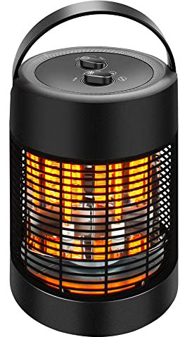 Vaunt Home Outdoor Efficient Electric Oscillating Patio Heater 240V, 2 Heat Settings 350 700w, 30 Seconds to Full Heat, Cool Touch Floss Mesh, Anti-Tip for Safety, Splash Proof