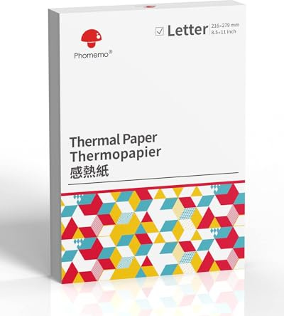 Phomemo Thermal Printer Paper 8.5 x 11, Advanced Thermal Printing, Thermal Paper Compatible with M08F-Letter, A285M, M832D, M834 Inkless Letter Portable Printers, Size 8.5 x 11 Inch, 100 Sheets