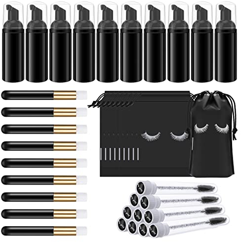 TCJJ 40 Pz Scovolino Ciglia di Set,Includere Spazzole Per Shampoo Per Ciglia,Tubi Per Spazzole Per Ciglia,Flacone Split Shampoo per Ciglia,Sacchetto Post-Trattamento Per Ciglia