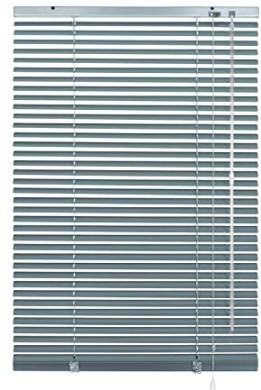 YOURSOL Aluminium-Jalousie zum Klemmen, Silber-Blau, 90 x 175 cm, Verstellbarer Sichtschutz mit 25 mm Lamellen ohne Bohren