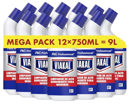 Viakal Professional, Limpiador para inodoros, 9L (12 x 750ml), eliminacion y prevencion de cal