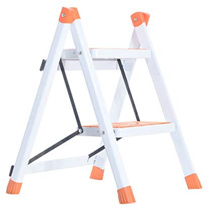 FLYIFE Tritthocker Zweistufige Tragbare Leiter, Trittleiter Mit Doppeltem Verwendungszweck, Schlafsaalleiter, Garage, Autowaschhocker, Fußschemel – Trittleiter/Orange/40 X 45 X 57Cm