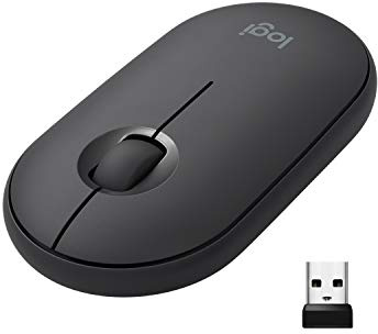 Logitech Pebble Wireless Mouse with Bluetooth or 2.4 GHz Receiver, Silent, Slim Computer Mouse with Quiet Clicks, for Laptop/Notebook/iPad/PC/Mac/Chromebook - Graphite/Black (Renewed)