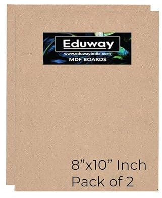 Eduway Tablero de MDF A2 para manualidades, 8 x 10 pulgadas, 4 mm de grosor, paquete de 2 unidades, cartón de pino de alta calidad para artistas, estudiantes de arte y manualidades, corte duro en