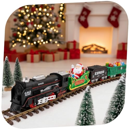 Train de fer électrique avec wagon de Père Noël pour enfants, locomotive avec trains et voies, modèle de jouet robuste pour enfants jeunes et adultes, kit de modélisme adapté aux débutants