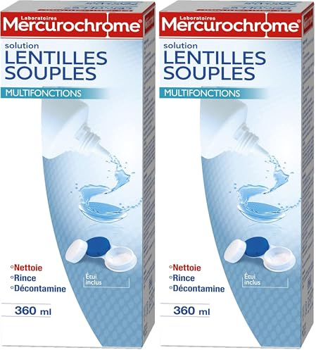 Solution lentilles souples Mercurochrome - 360 ml (Lot de 2)