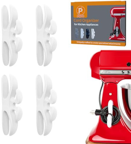 4 Pack Kabelorganisation für Küchengeräte, Aufkleber für Gerätekabel, Drahtwickler für Küchengeräte, Standmixer, Kaffeemaschinen (Weiß)