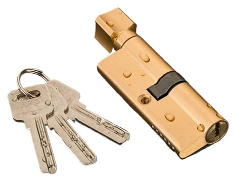 Bombin Cerradura Seguridad, Bombin Doble Embrague Cerradura de cilindro de puerta sesgada, 70mm, 3 llaves, entrada antirrobo, cerradura de puerta AB de latón, cilindro de cerradura Interior de segurid