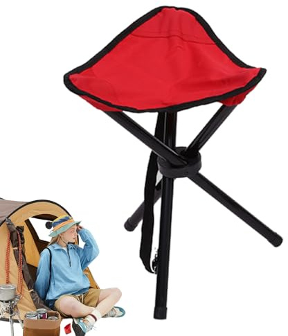 Bärbar campingpall - 38 x 10 x 10 cm resesäte, Oxford stol i akryljärn, vikbar triangulär design med starkt stöd | Pålitlig utomhusutrustning för ac